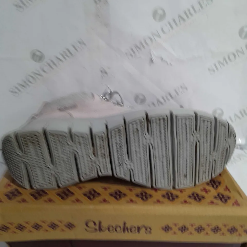 BOXED SKECHERS SYNERGY WARM TECH BOOTS, BLUSH - SIZE 8