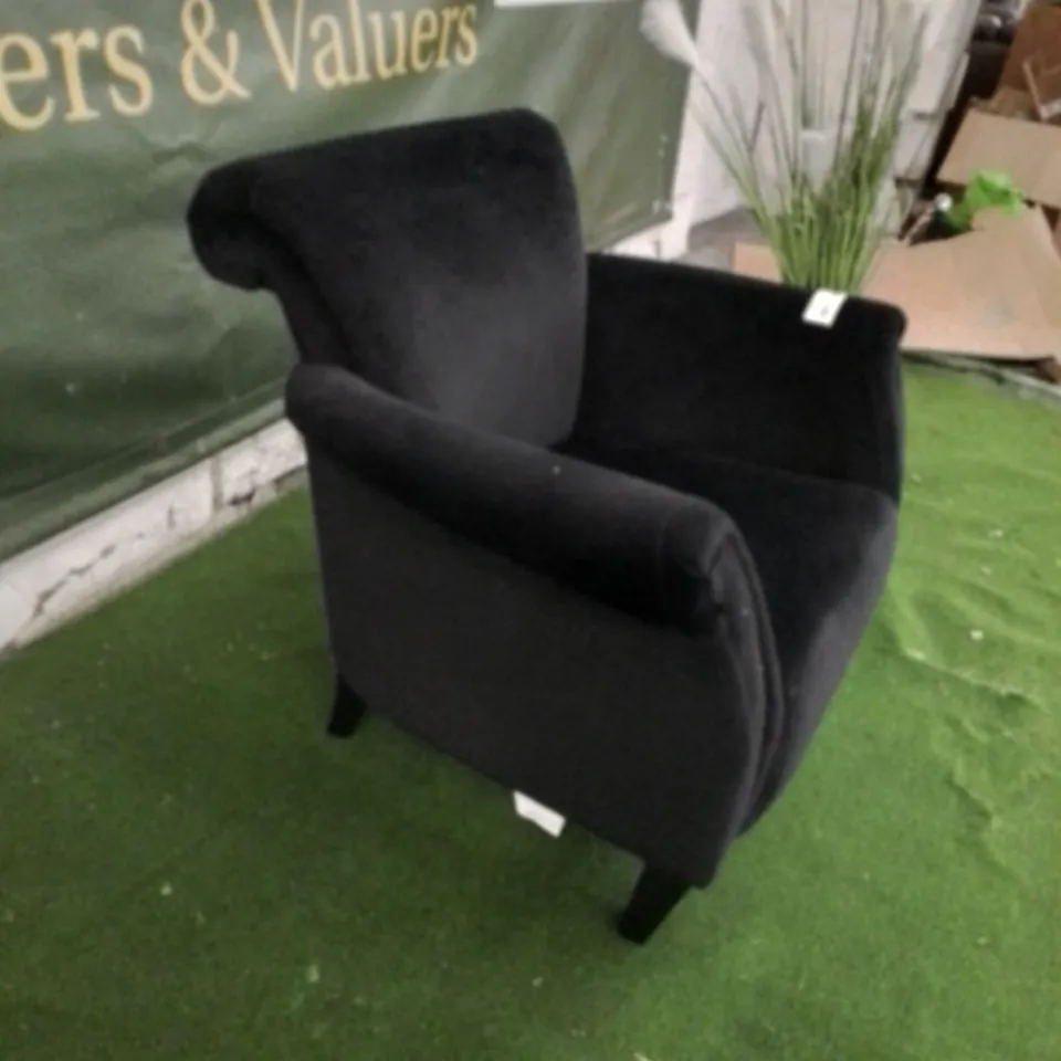 DESIGNER HARMONY BLACK VELVET ARM CHAIR