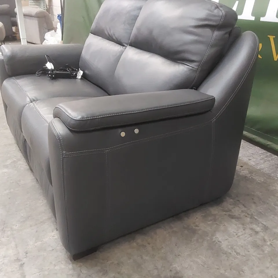 QUALITY DESIGNER ITALIAN MADE LEATHER AVILA ELECTRIC RECLINER SOFA - DARK GREY