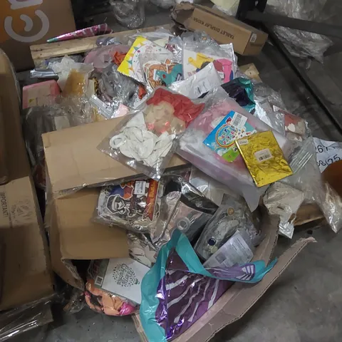 PALLET CONTAINING A LARGE ASSORTMENT OF PARTY ITEMS INCLUDING BALLOONS, DECORATIONS ECT