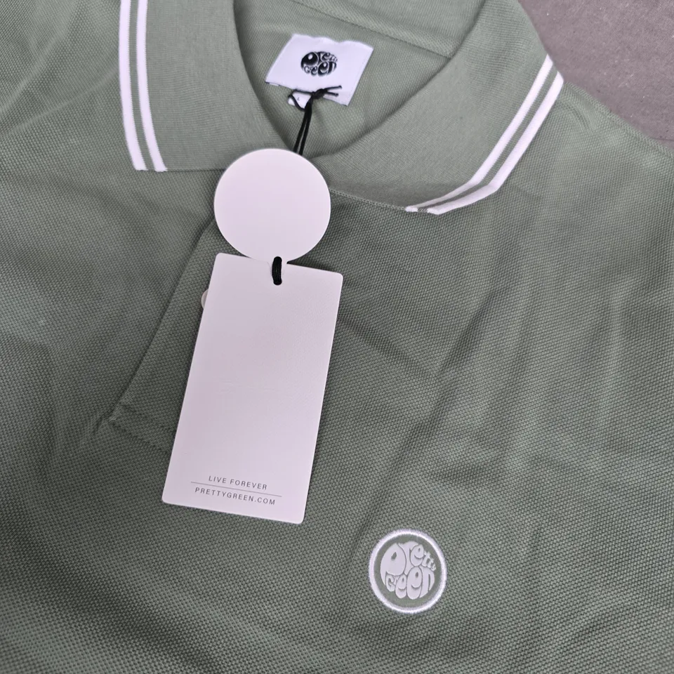 PRETTY GREEN BARTON POLO SHIRT – LIGHT GREEN, MEN'S POLO, SIZE L