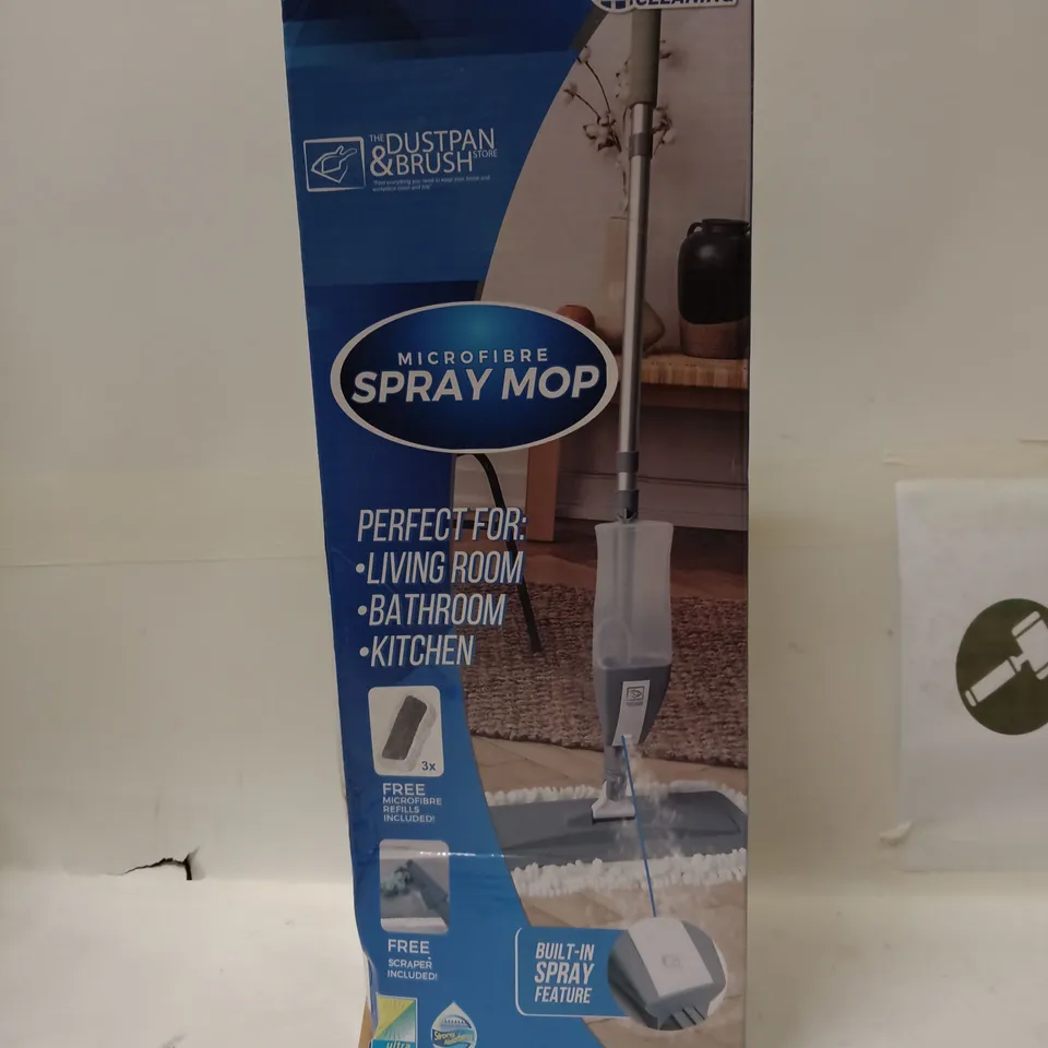 DUSTPAN & BRUSH MICROFIBRE SPRAY MOP – LIVING ROOM/KITCHEN CLEANING KIT (BOXED)