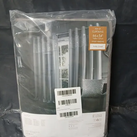 CATHERINE LANSFIELD GLITZY SEQUIN LINED EYELET CURTAINS - GREY - 66" X 54"