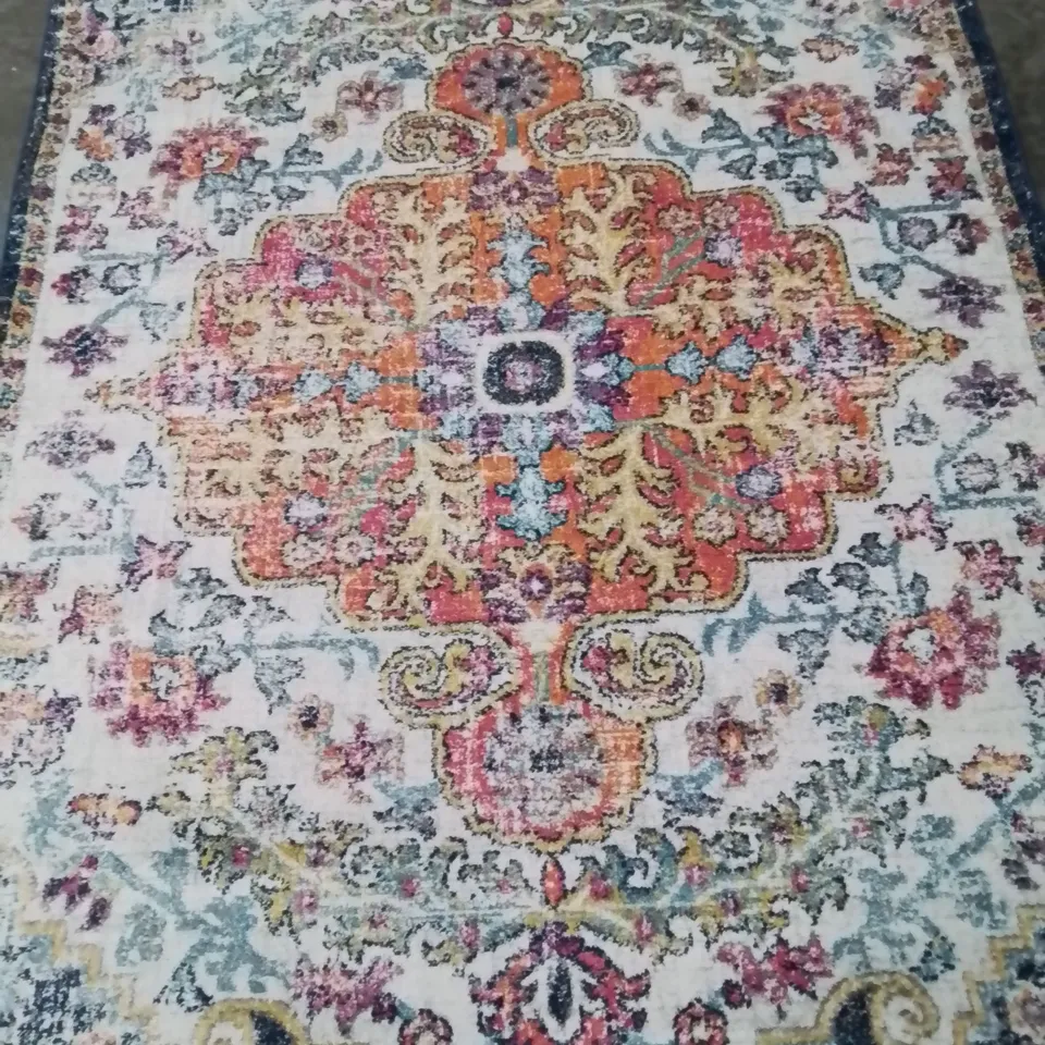 WYNINGS DEWSBURY BLUE/ORANGE AND WHITE RUG IN SIZE 200X275CM