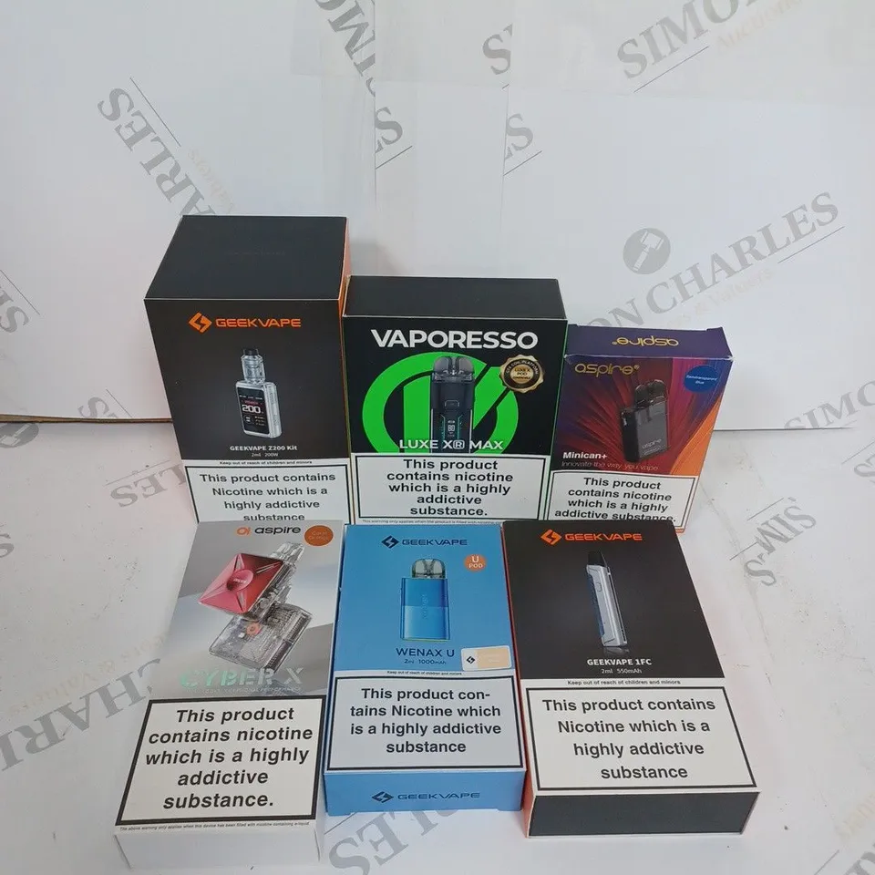 BOX OF ASSORTED VAPES AND E-CIGARETTES