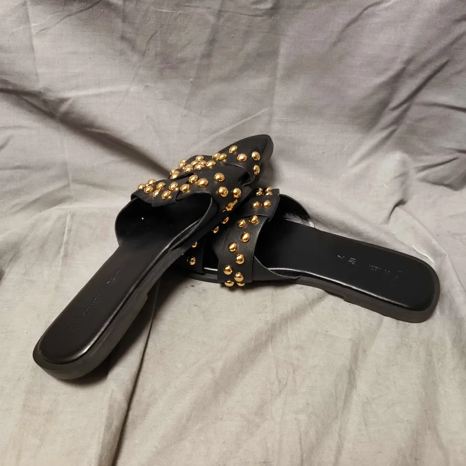 BLACK STUDDED SLIDE SANDALS BY VERY -SIZE 7