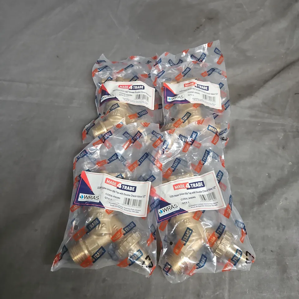 DZR HOSE UNION BIB TAP WITH DOUBLE CHECK VALVE 1/2" BSP – MADE 4 TRADE (WRAS) PACK OF 4