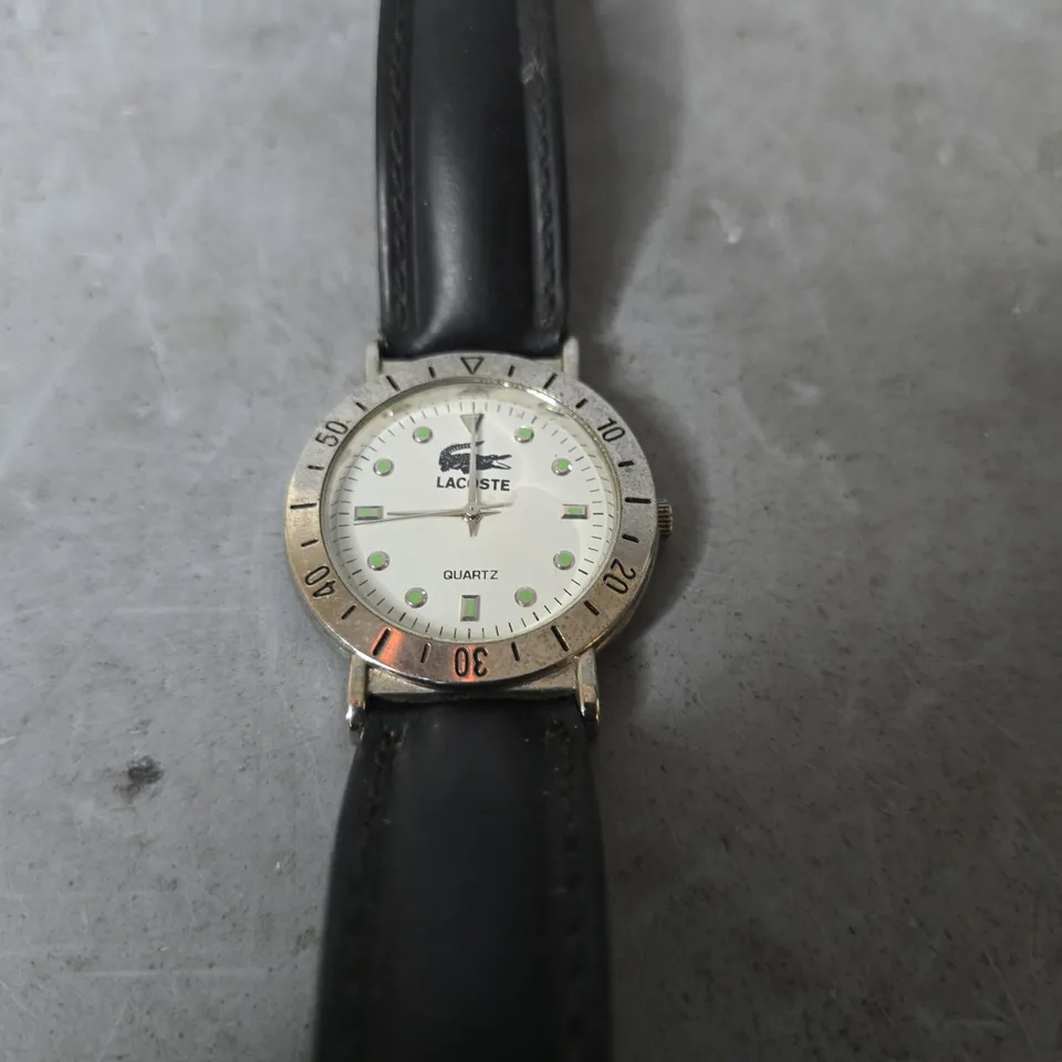LACOSTE LEATHER STRAP WHITE DIAL WATCH 