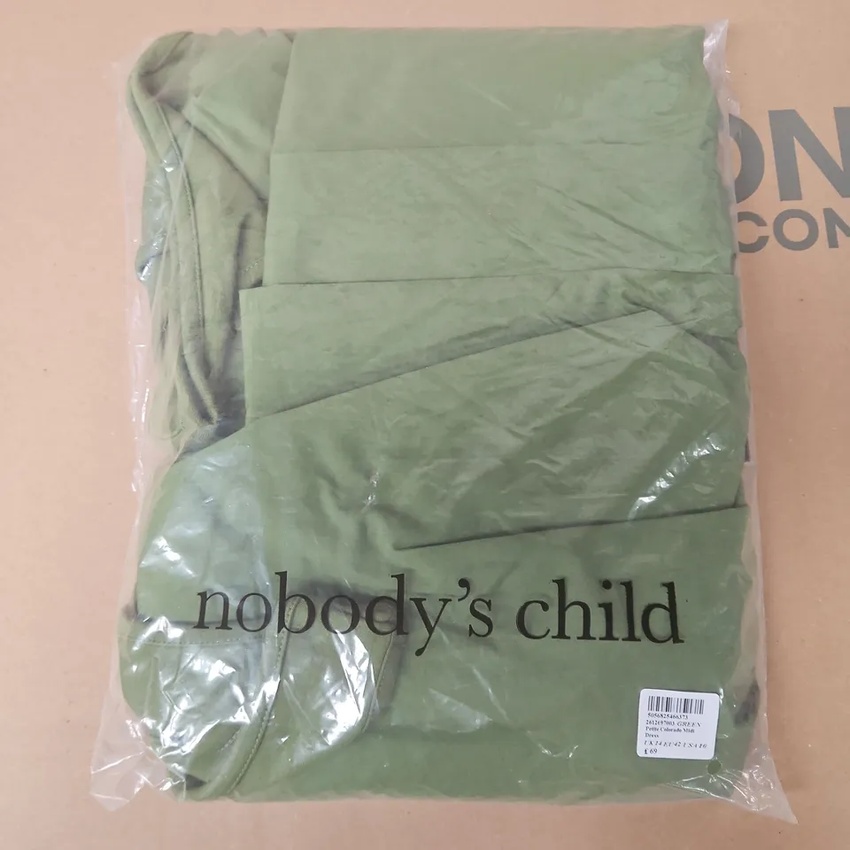 BAGGED NOBODYS CHILD PETITE COLORADO MIDI DRESS IN GREEN - UK 14