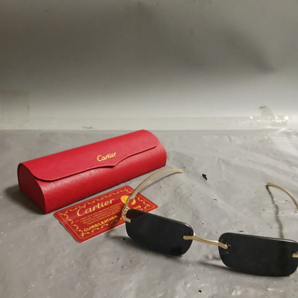 CARTIER BLACK TINTED GOLD SUNGLASSES