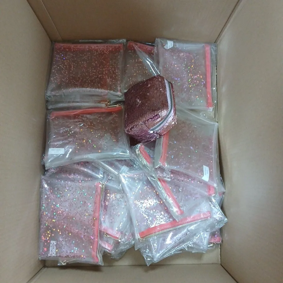A BOX OF APPROXIMATELY 12 COSMETIC BAGS
