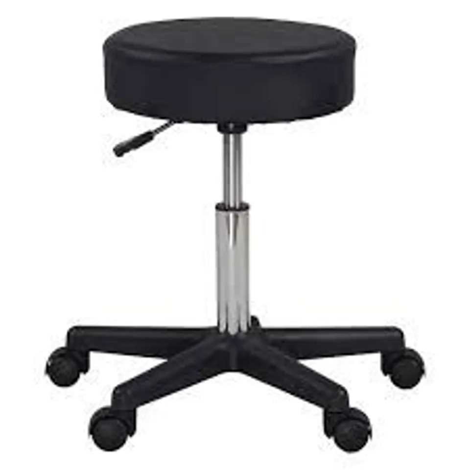 BOXED DISPLAY4TOP BLACK ADJUSTABLE ROLLING STOOL