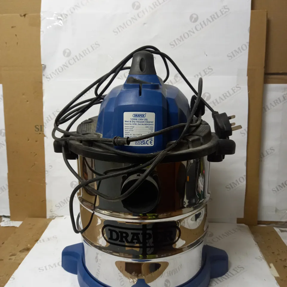 DRAPER 20L 1250W 230V WET & DRY VACUUM CLEANER 