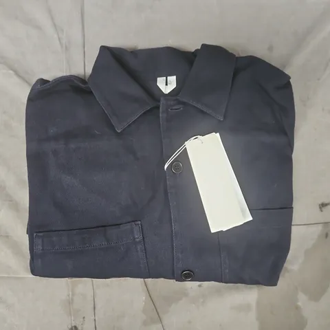 ARKET LONG SLEEVE BUTTON-UP OVERSHIRT IN NAVY SIZE EU 44