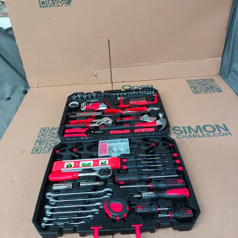 ASSORTED HAND TOOLS SET IN RED/BLACK CARRY CASE