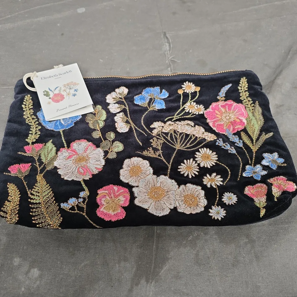 ELIZABETH SCARLETT CHARCOAL VELVET EVERYDAY POUCH