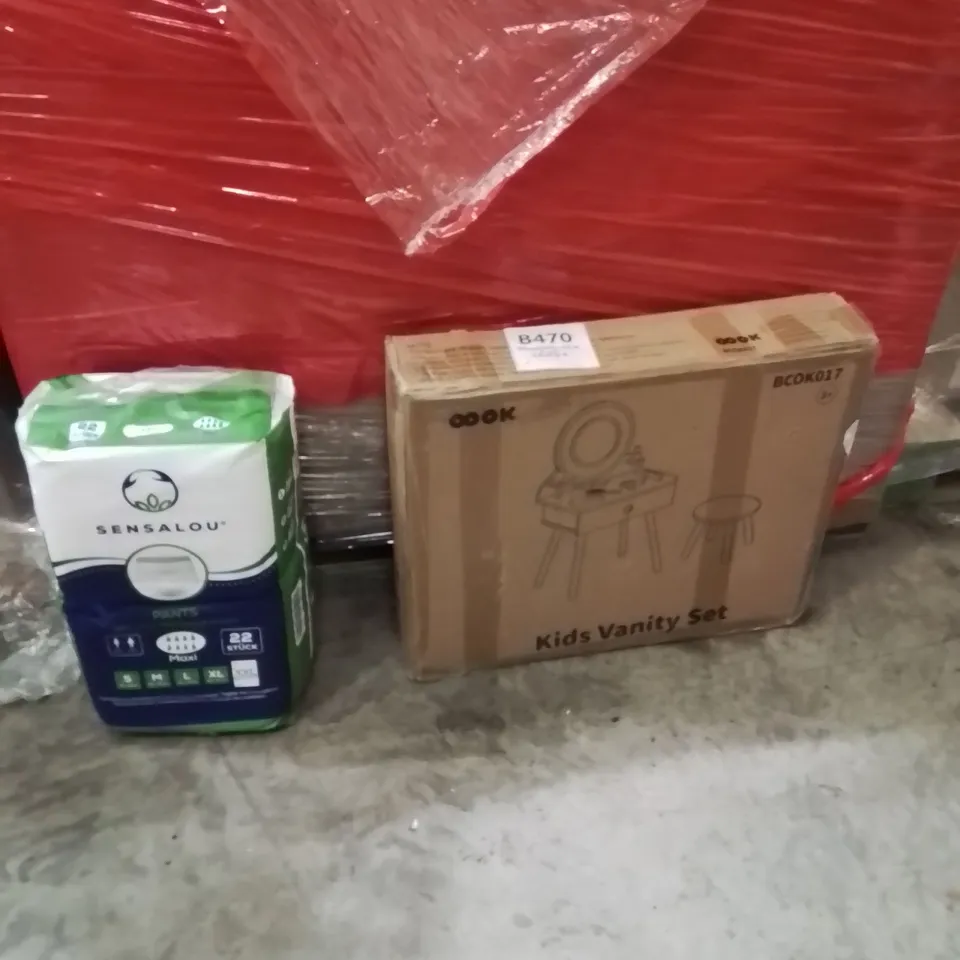PALLET OF ASSORTED HOUSEHOLD GOODS AND PRODUCTS TO INCLUDE;SENSALOU PADS,KIDS VANITY SET