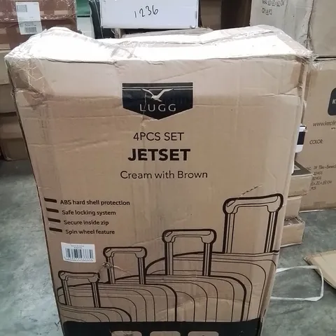 BOXED LUGG JETSET 4PCS SUITCASE SET -CREAM AND BROWN-