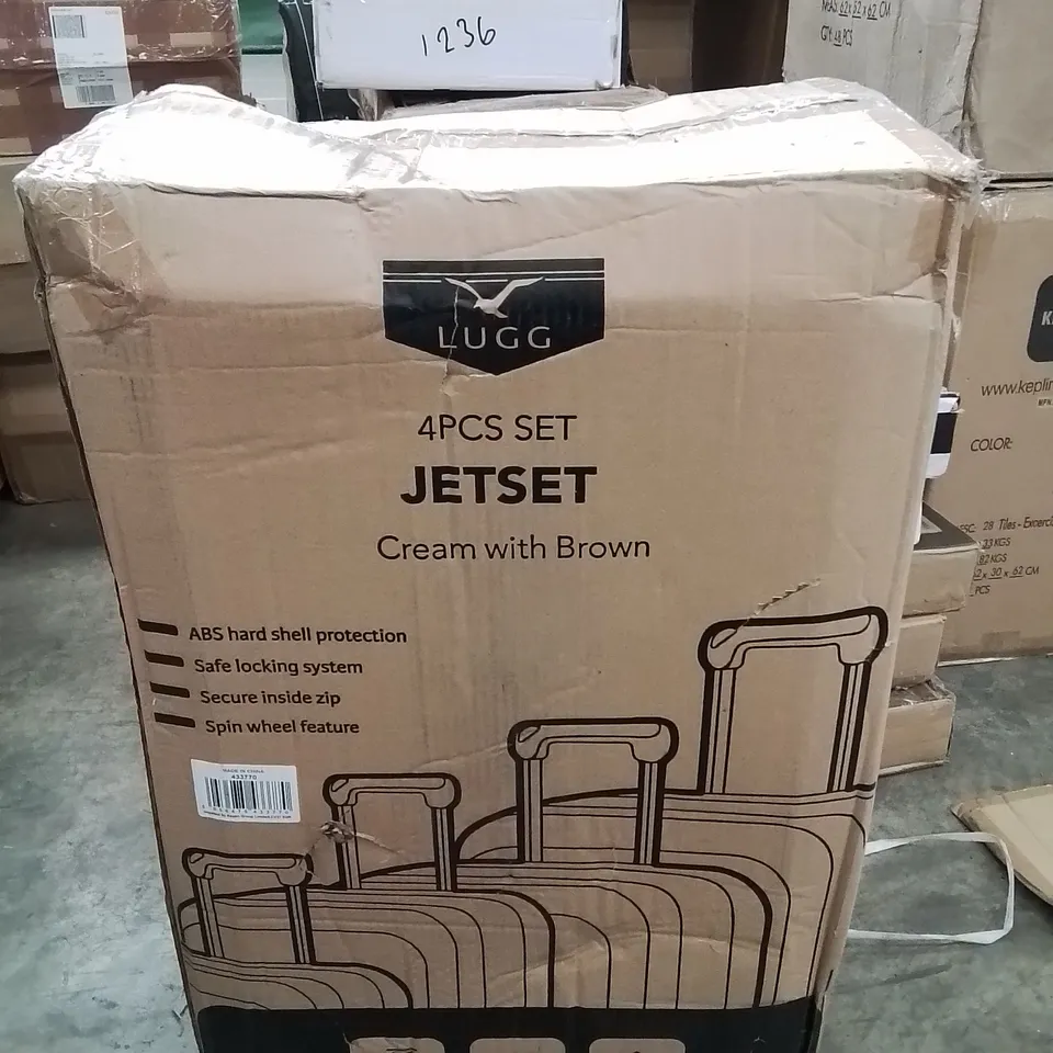 BOXED LUGG JETSET 4PCS SUITCASE SET -CREAM AND BROWN-