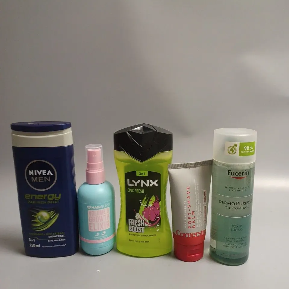 LOT OF APPROXIMATELY 20 COSMETICS ITEMS TO INCLUDE SHAMPOO , SHAVE BALM , TONER 