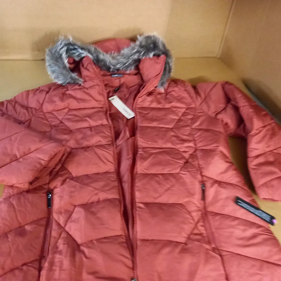 ROMAN PADDED COAT WITH FAUX FUR TRIMMED HOOD IN DUSTY PINK - UK 20