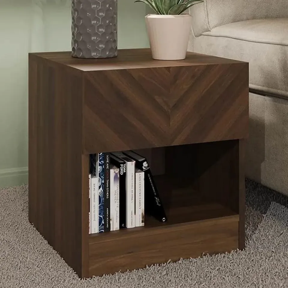 BOXED GFW CATANIA SINGLE DRAWER SINGLE SHELF ROYAL WALNUT LAMP TABLE (1 BOX)