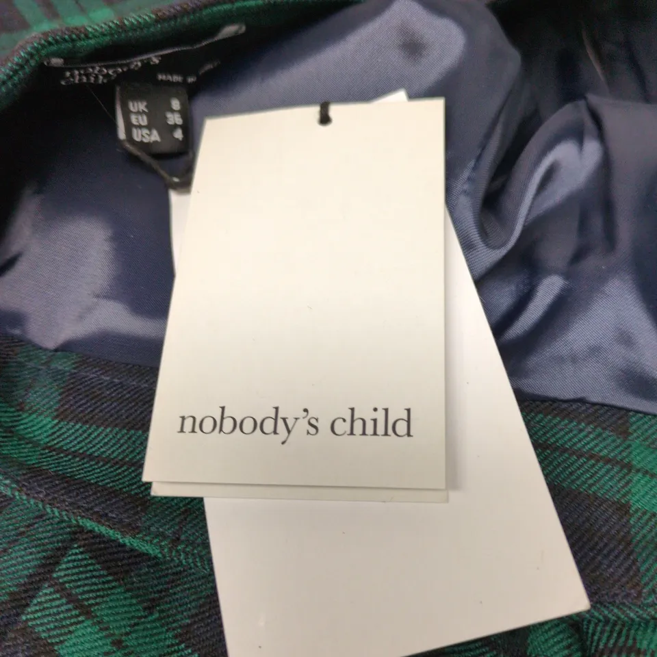 NOBODY'S CHILD TAILORING GREEN JESSIE PLEATED MINI SKIRT UK8 TAGGED