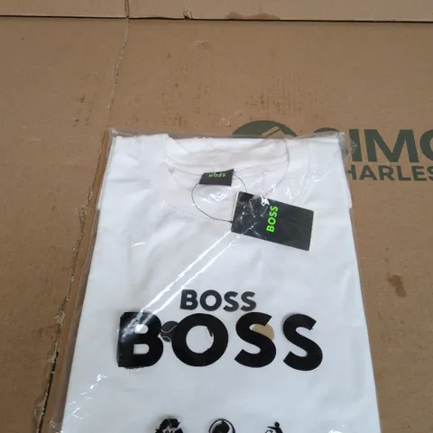 BOSS WHITE T‑SHIRT WITH TAGS SIZE L