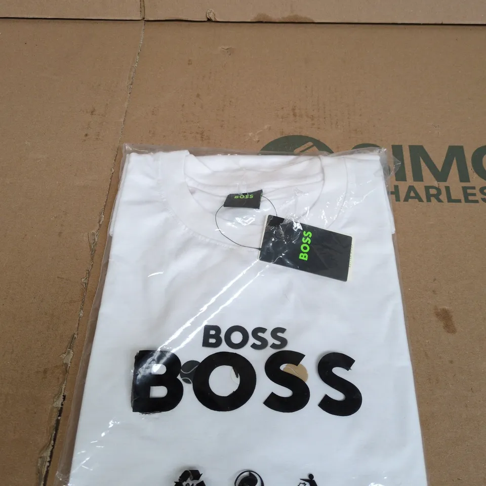 BOSS WHITE T‑SHIRT WITH TAGS SIZE L