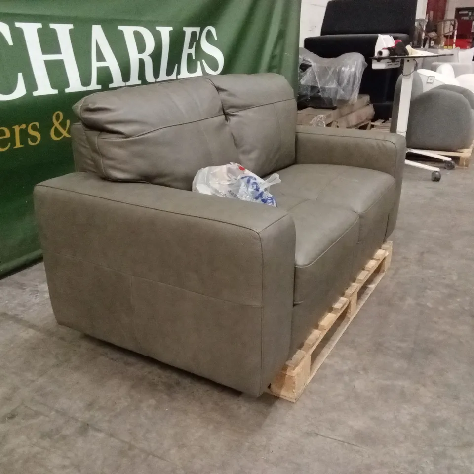 HAMPSHIRE ITALIAN LEATHER 2 SEATER SOFA - VINTAGE GREY RRP £1049