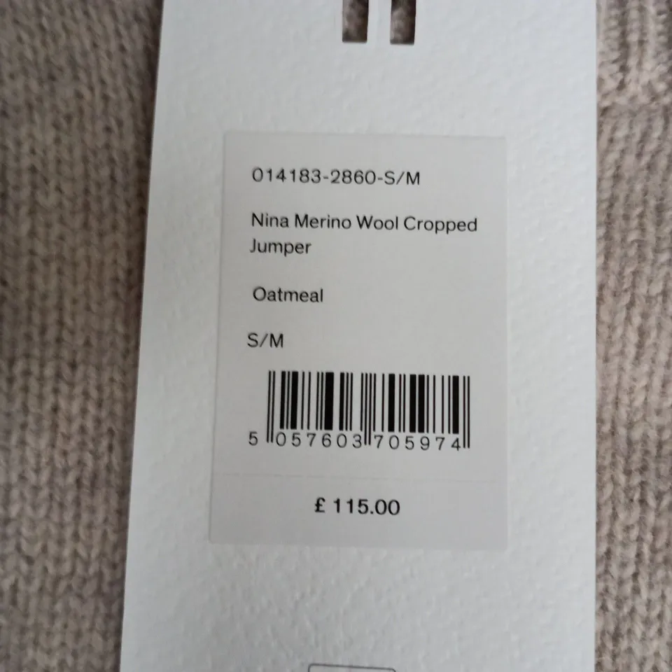 HUSH NINA MERINO WOOL CROPPED JUMPER – OATMEAL, S/M