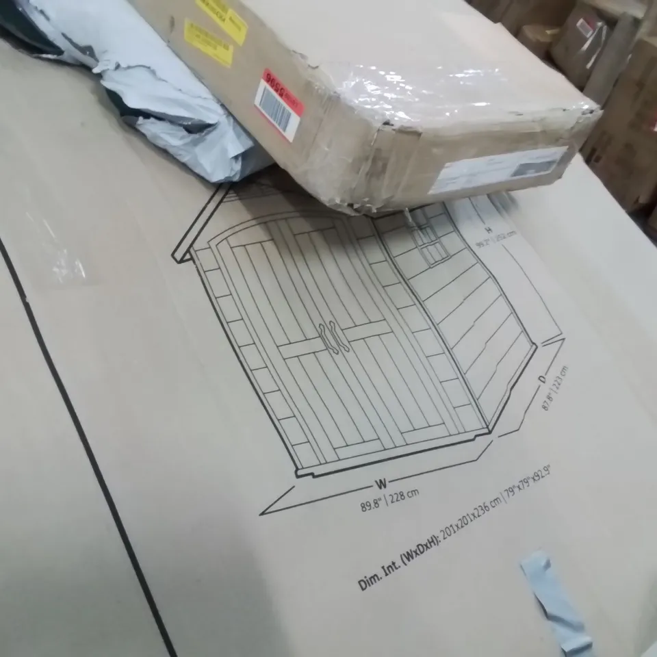 PALLET CONTAINING BOXED SHED (MAY BE INCOMPLETE)
