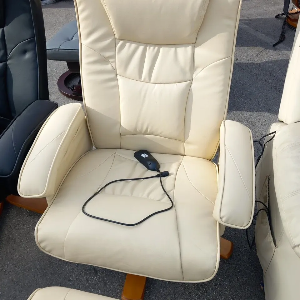 DESIGNER DURHAM CREAM SWIVEL CHAIR WITH FOOTSTOOL