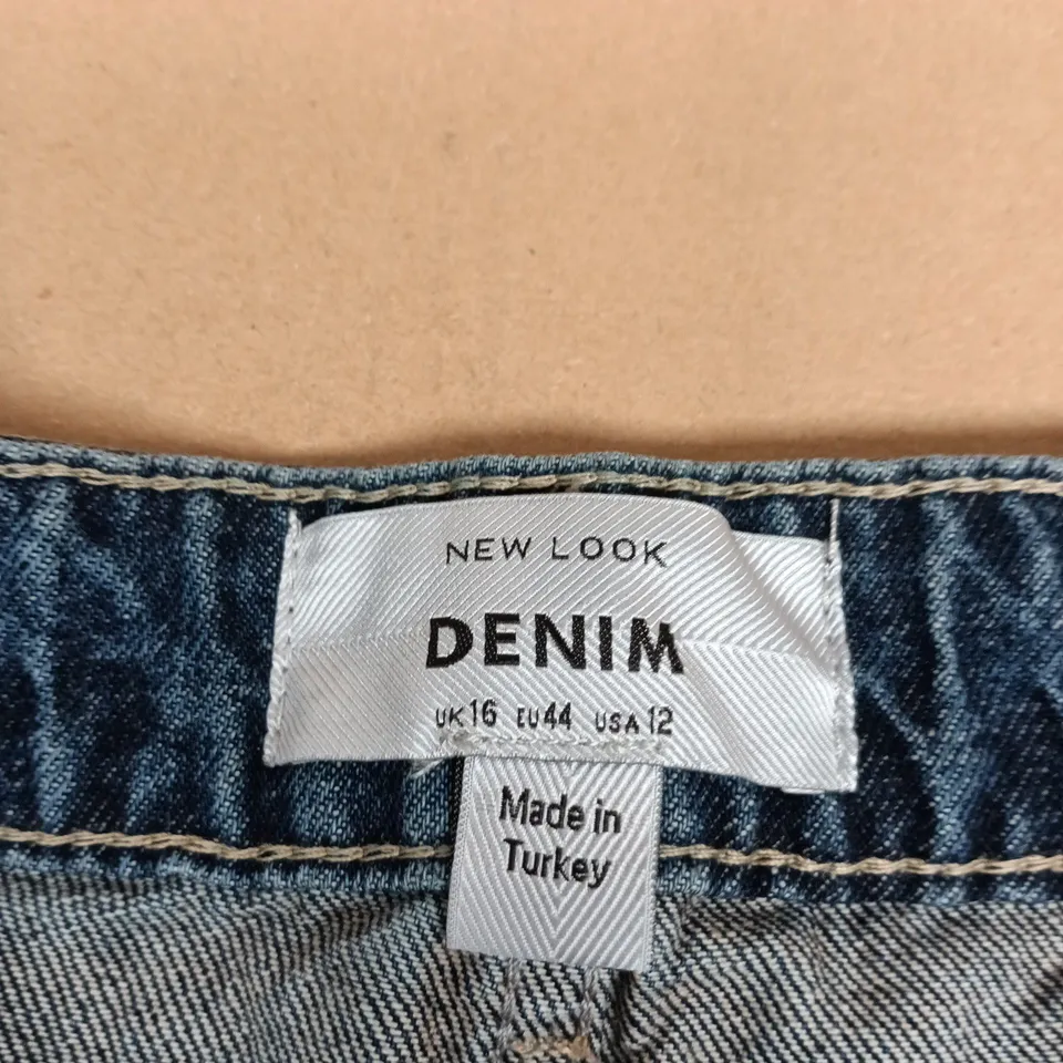 NEW LOOK DENIM JEANS – UK 16 SHORT, TAPERED WIDE LEG