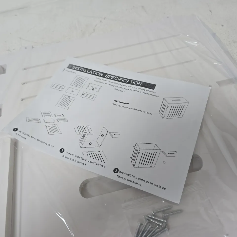 WHITE MOUNTING PANEL WITH HARDWARE AND INSTALLATION SHEET (UNIDENTIFIED)