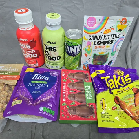 APPROXIMATELY 5 ASSORTED FOOD ITEMS TO INCLUDE - TAKI'S, FANTA AND BASMATI RIC 