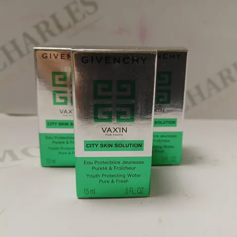 BOX OF APPROX 10 X 15ML GIVENCHY VAX'IN CITY SKIN SOLUTION YOUTH PROTECTING WATER 