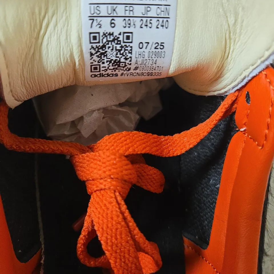 ADIDAS LEOPARD PRINT TRAINERS – UK 6 (US 7.5), ORANGE LACES