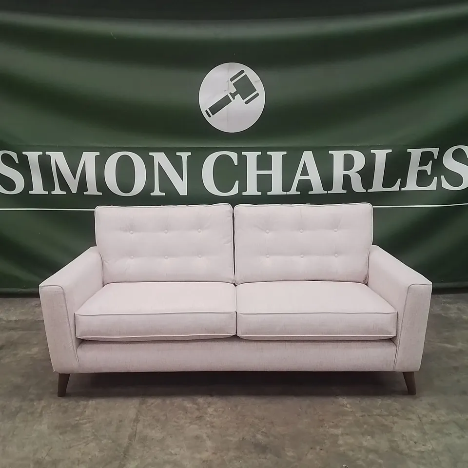 QUALITY DESIGNER EX SHOWROOM 3 SEATER FABRIC UPHOLSTERED SOFA