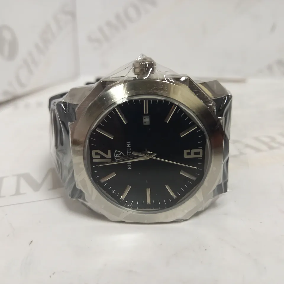 RUCKSTUHL OCTAGONAL FACE RUBBER STRAP WATCH RRP £540