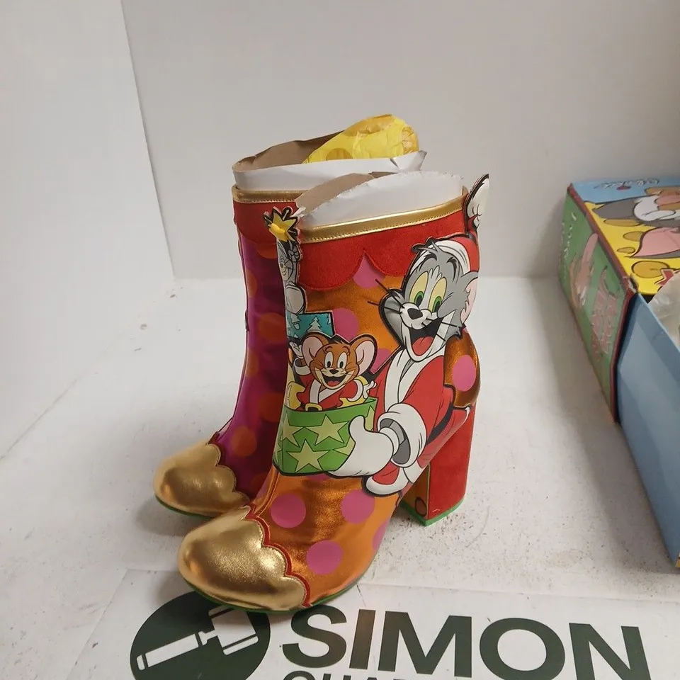 TOM & JERRY ' HEELS – MULTICOLOURED CARTOON BOOTS UK 8.5