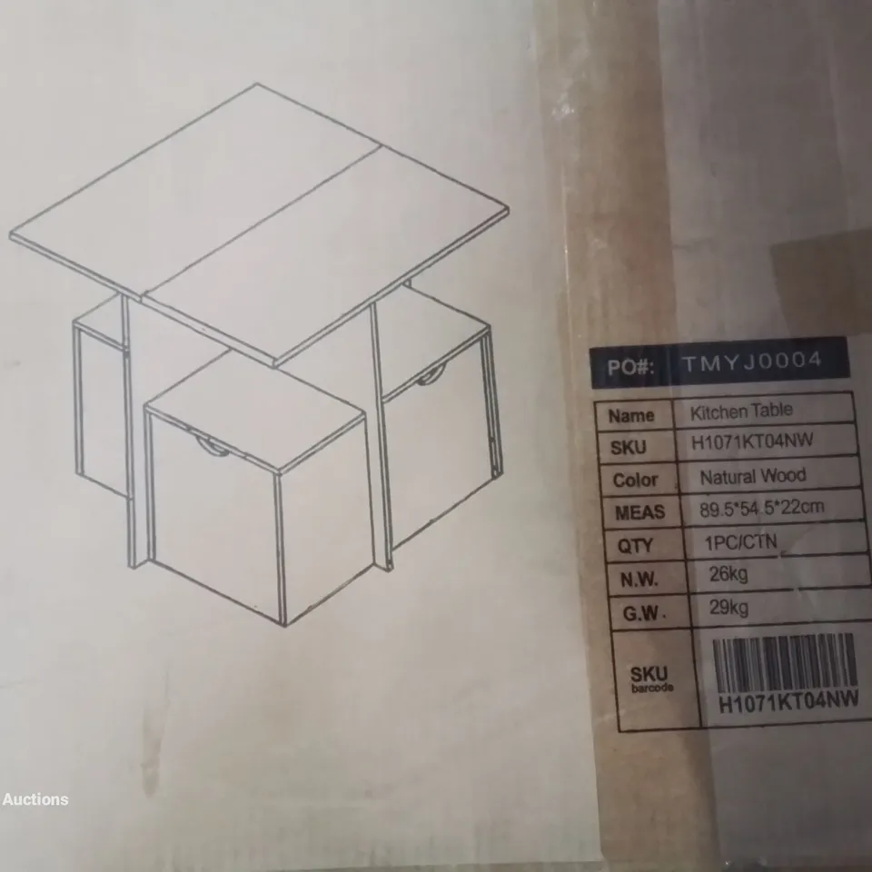 A BOXED KITCHEN TABLE WITH STORAGE UNITS 