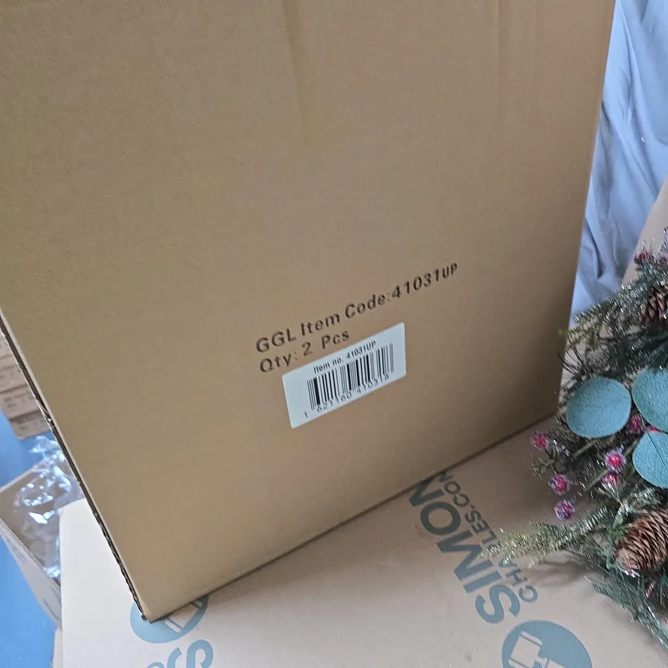 2X GISELA GRAHAM FAUX FLOWER CHRISTMAS WREATH 