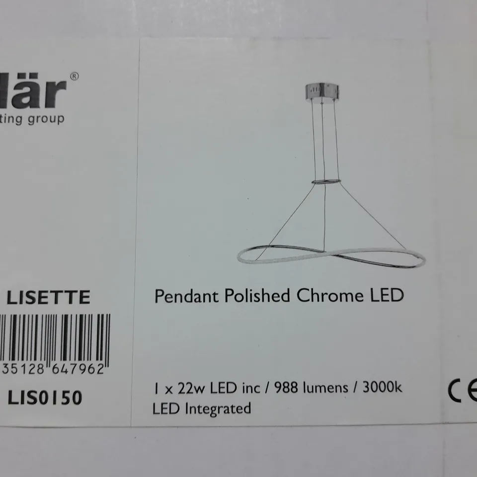 BRAND NEW BOXED DAR LISETTE PENDANT POLISHED CHROME LED (LS0150)