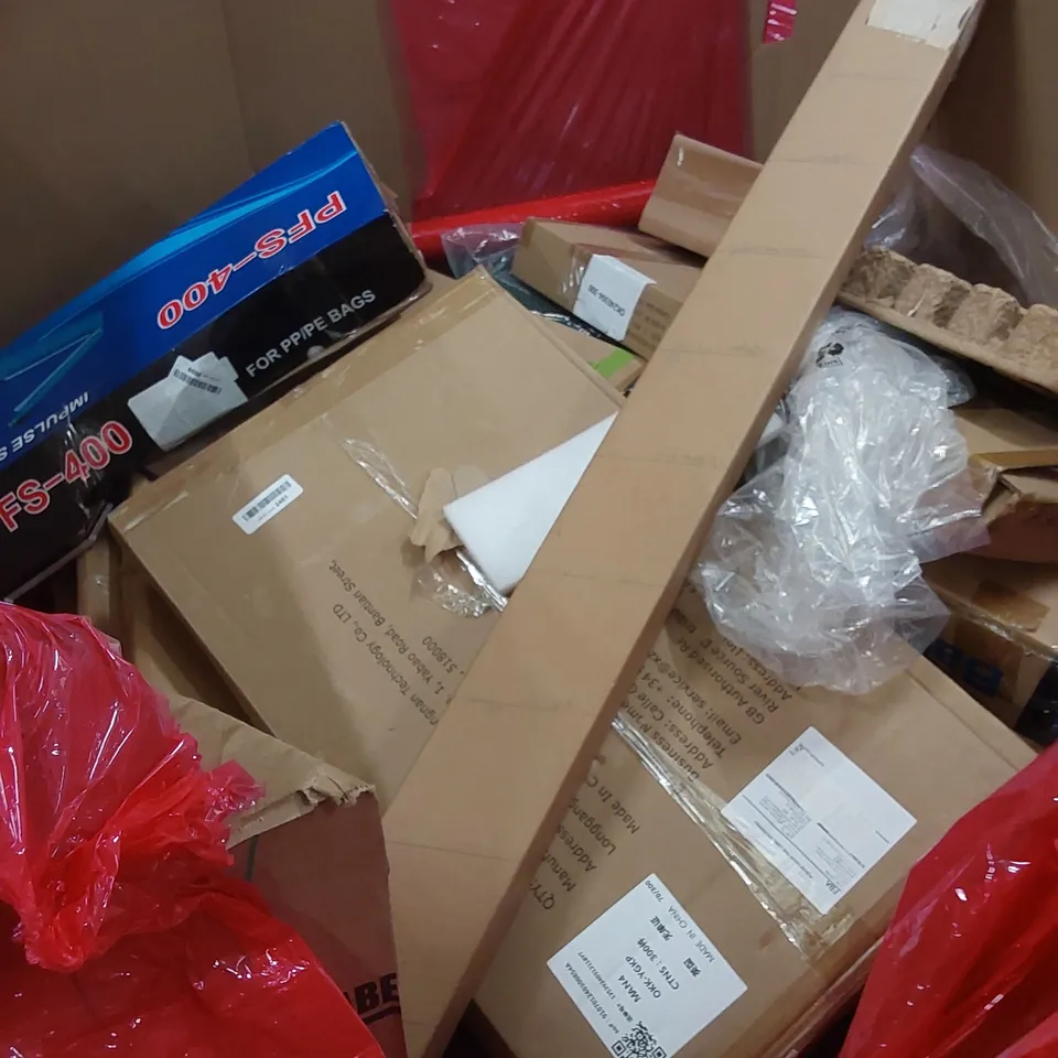 PALLET OF ASSORTED HOUSEHOLD ITEMS AND CONSUMER PRODUCTS TO INCLUDE; BOXED FURNITURE ETC 