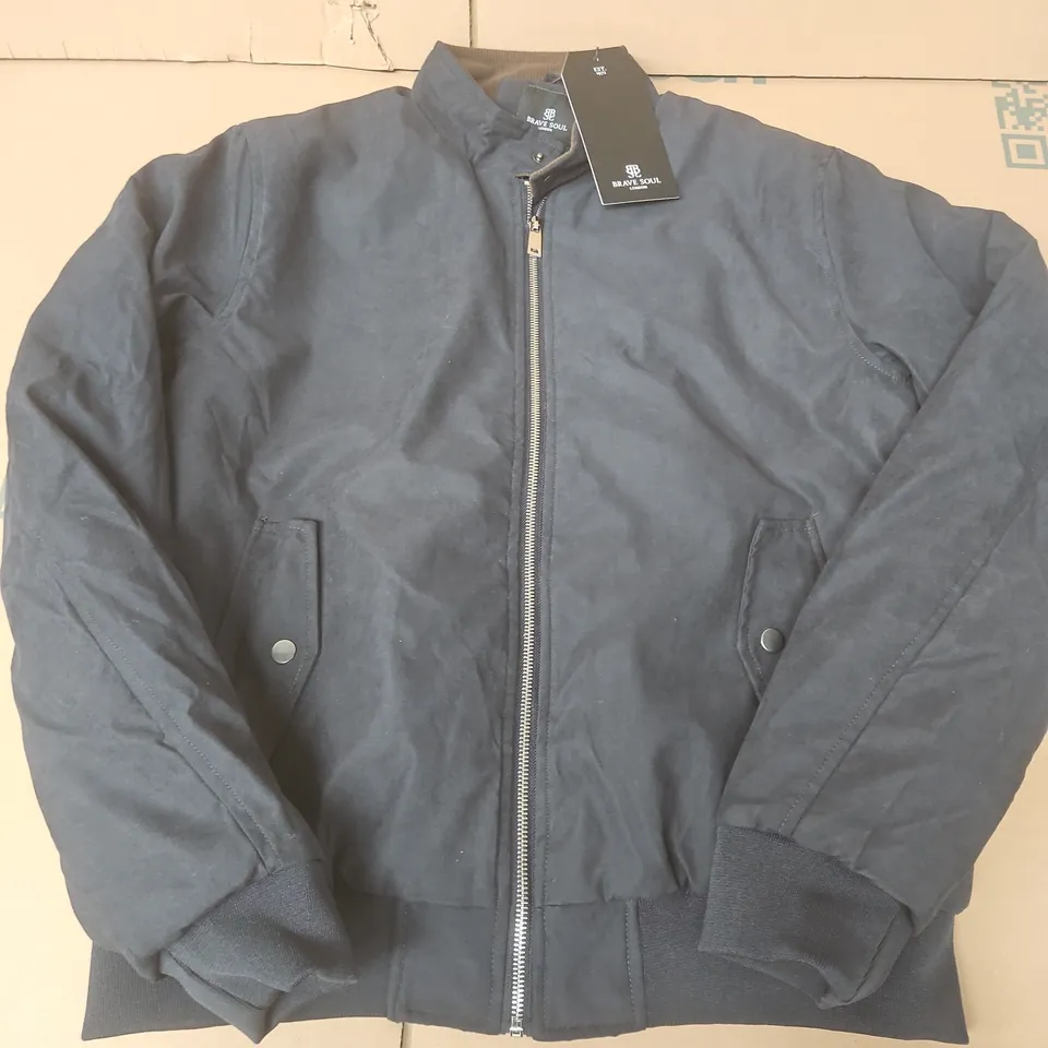 BRAVE SOUL ZIP JACKET IN DARK NAVY - MEDIUM