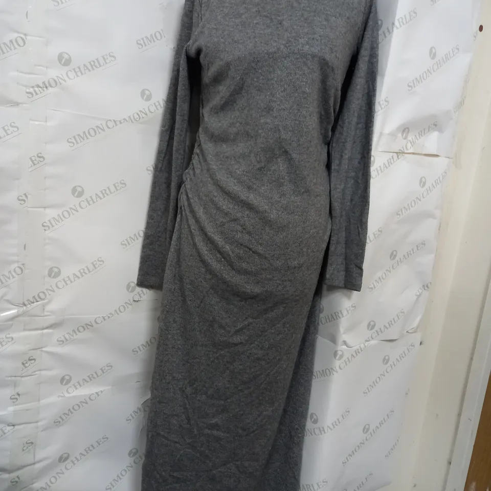 MNG ROUND-NECK MAXI DRESS IN GREY - EU MEDIUM