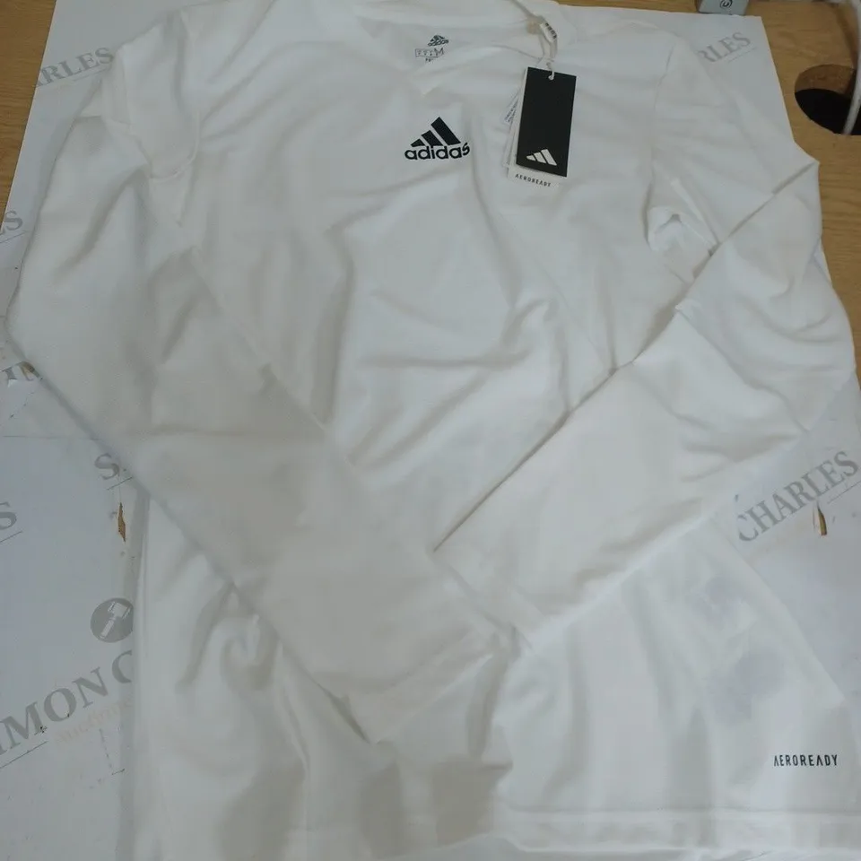 WHITE LONG SLEEVE ADIDAS SHIRT SIZE M