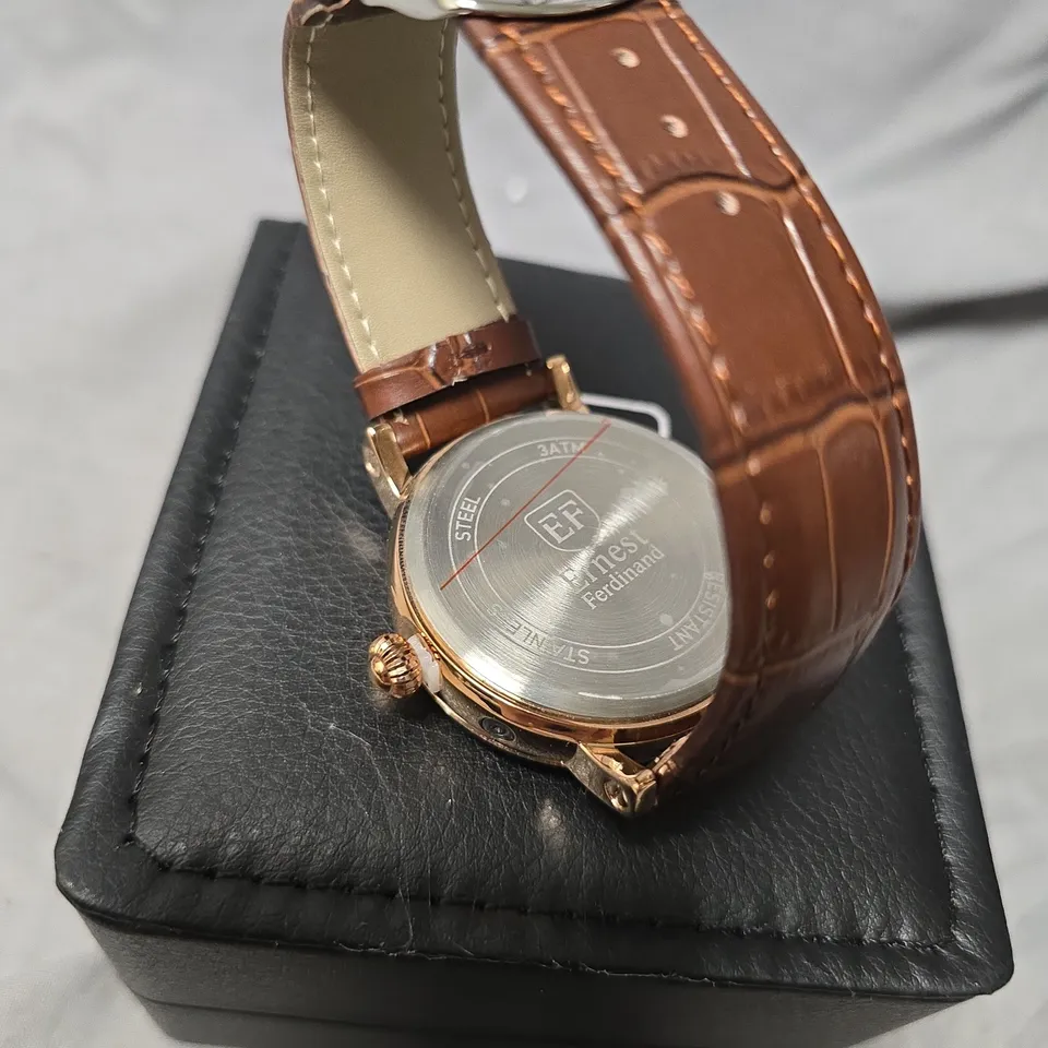 MENS ERNEST FERDINAND WATCH – SUB DIALS – LEATHER STRAP – GIFT BOX