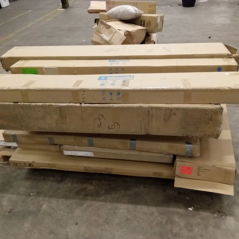 PALLET OF ASSORTED INCOMPLETE DESIGNER FURNITURE PARTS AND PIECES 